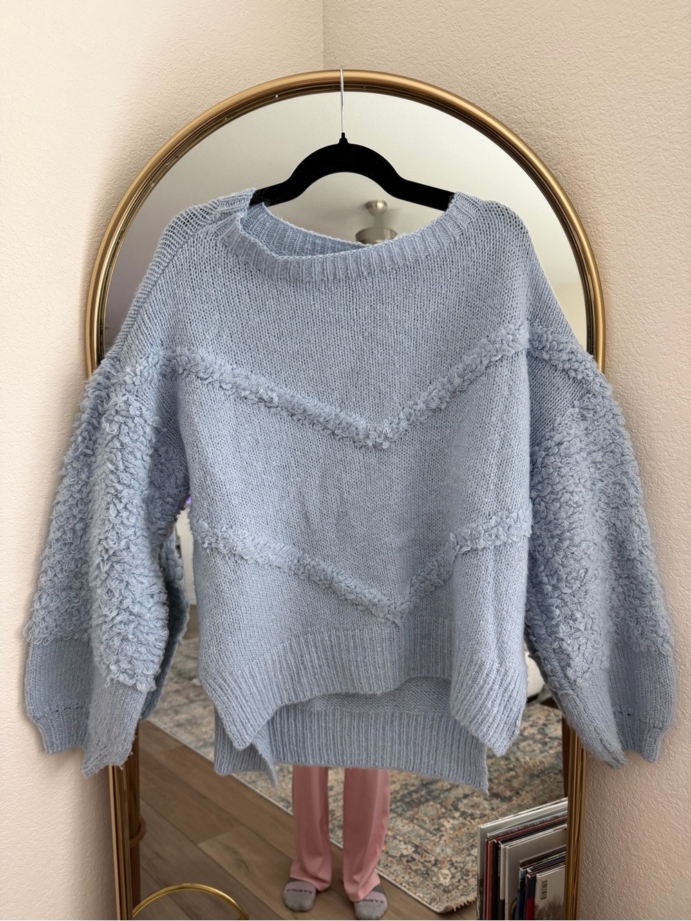 &Merci Cozy Light Blue Textured Knit Sweater